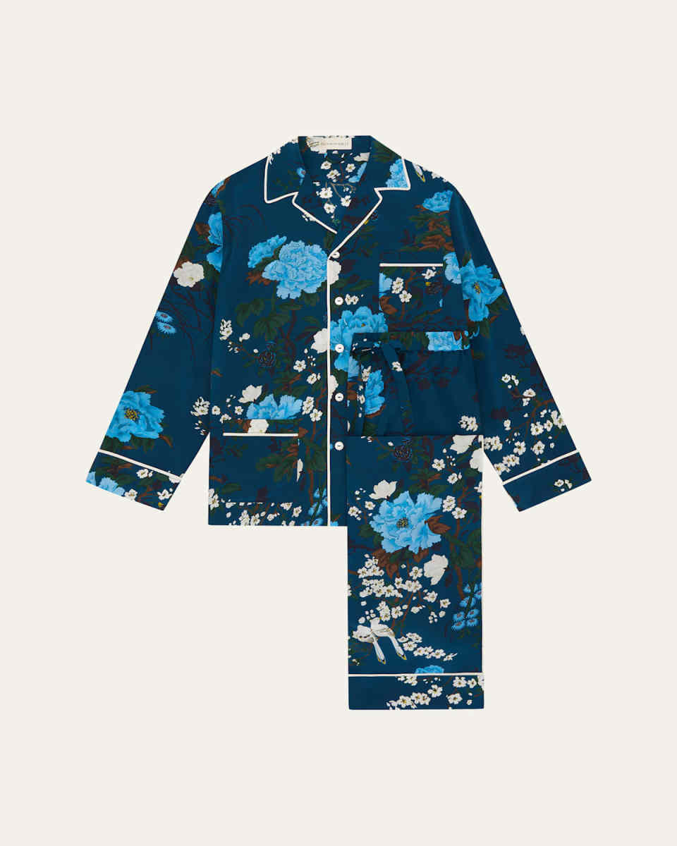Yves Floral-Print Crepe De Chine Pajama Set
